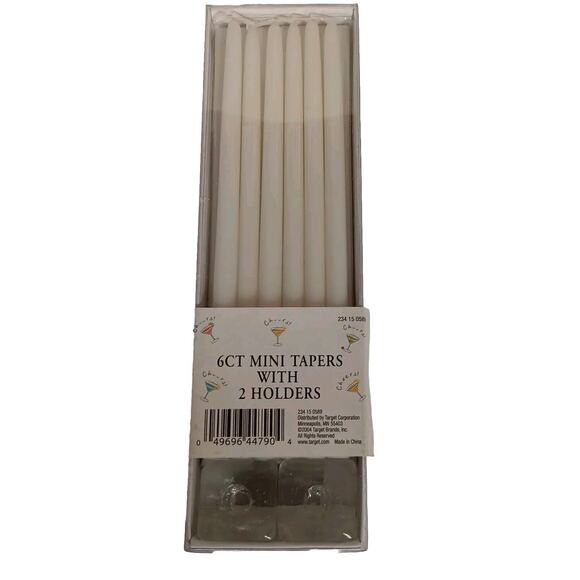 Target Mini 6" White Candle Tapers w/ Glass Cube Holders - Picture 1 of 6